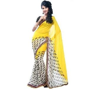 Tarkee Renial Work Synthetic Sarees