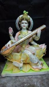 Multicolor Marble Saraswati Statue