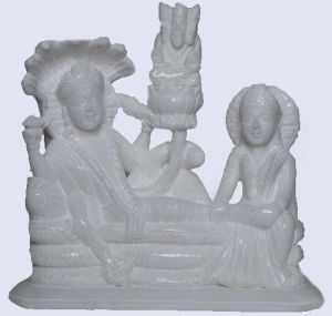 White Marble Vishnu Laxmi and Brahma Ji Statue