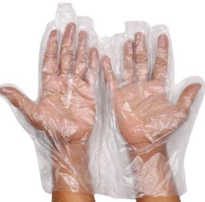 Polythene disposable gloves