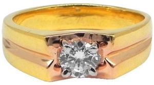 14kt solitaire shape men diamond ring