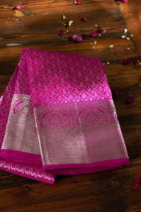 silver zari saree