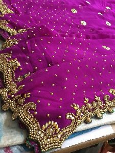 Stone Work Wedding Saree