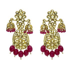 traditional gold plated kundan meenakari earrings