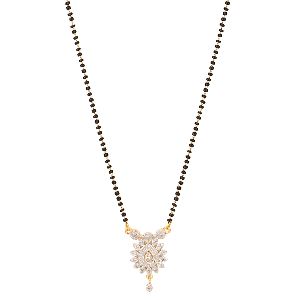 bollywood traditional cz mangalsutra pendant necklace set