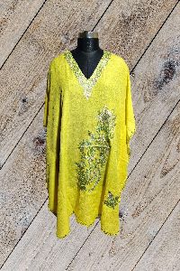 Yellow Embroidered Kashmiri Kaftan