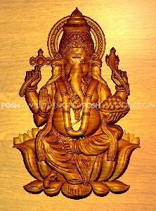 LORD GANESHA WOODEN CARVING - NILGIRI NILAMBUR TEAK