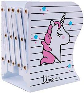 unicorn themed retractable foldable metal book shelf