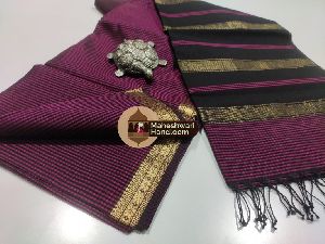 Maheshwari Magenta Garbh Reshmi silk Saree