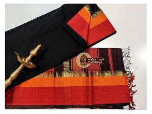 Maheshwari Black Ganga Jamuna Saree