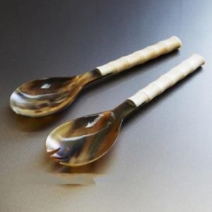 Horn and Bone Salad Server Set