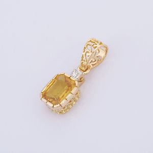 Precious Yellow Sapphire Solitaire 18K Yellow Gold Pendant