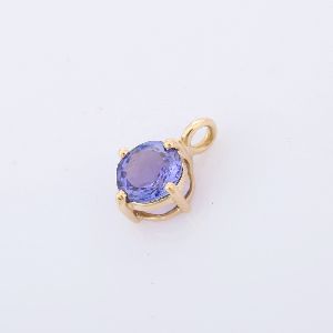 Semi Precious Tanzanite Solitaire 14K Yellow Gold Pendant