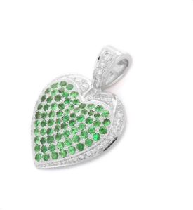 Tsavorite Solitaire 18K White Gold Pendant