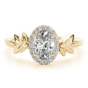 Gold Oval Shape Moissanite Engagement Ring