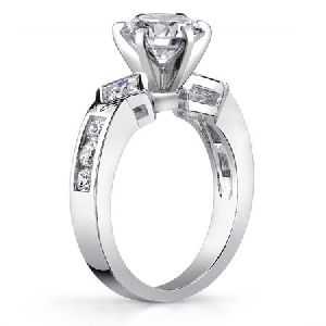 Princess and Round Moissanite Wedding Ring