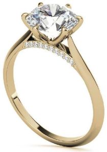 Round 6-prong Cathedral Moissanite Engagement Ring