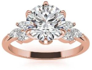 Round Cut Moissanite Marquise Engagement Ring