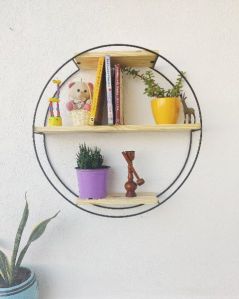 Triple Tier Round Metal Wall Shelf