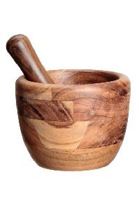 WOODEN MORTAR PESTLE