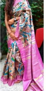 Fancy Block Printed Silk Saree