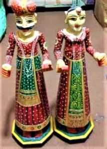 Wooden Painted Isar Gangaur Statue