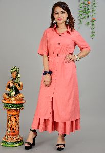 Women Kurta and Sharara Set Cotton Rayon Blend