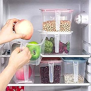 Food storage containers bins with Handle Lids Transparent