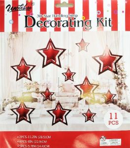 HIPPITY HOP RED STAR 3D PAPER HANGING GARLAND FOR PARTY