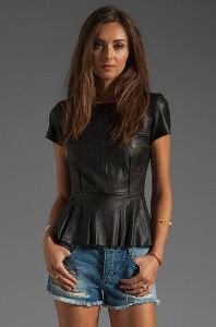 W1 Women Leather T-Shirt