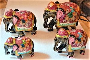 Wooden Multi Color Elephant Statue