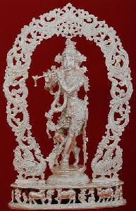 Silver Krishna with Prabha