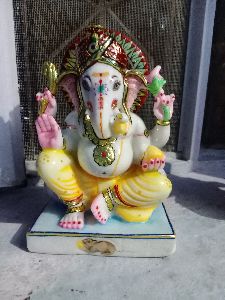 Multicolor Ganesh Marble Statue