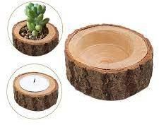 WOODEN BARK HOME DECORATIVE FLOWERS POT