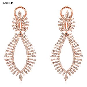 Rose Gold Marquise shaped Leaf Diamond Earrings
