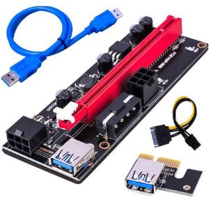 6 pin power port pcie gpu ver riser card extension adapter