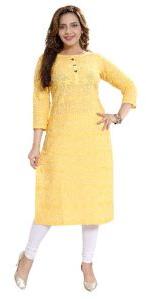 QS 5555 Mango Women Cotton Chikankari Kurta