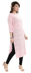 QS 5555 Pink Women Cotton Chikankari Kurta