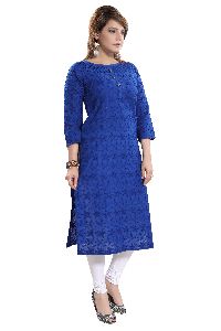 QS 5555 Royal Blue Women Cotton Chikankari Kurta