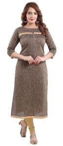 QS 6294 Coffee Women Cotton Handloom Kurta With Plating