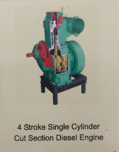 4 stroke single cylinder cut section Diesel engine