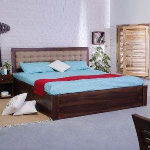 Upholstered Sheesham Wood Bed With Storage