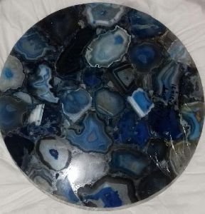Blue Agate Stone Table Top