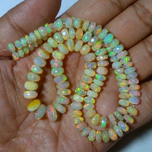 Faceted Rondelle Opal Beads