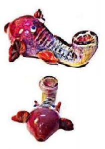 shisha pipe 4 Inches Glass Elephant Head Silver Fumed Smoking Pipe