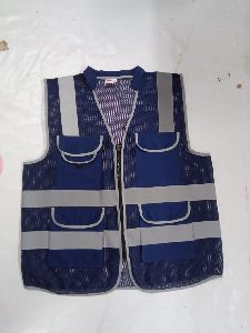 Blue Polyester Safety Jacket with Pocket