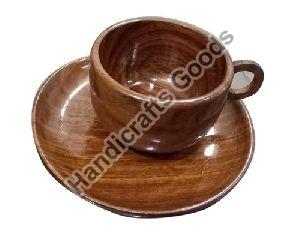 Wooden Cup and Saucer Set