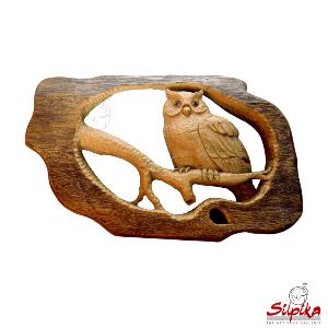 Wooden Owl Sculpture