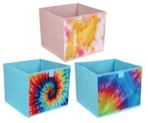 Tie-Dye Collapsible Storage Containers with Pull Handles, 9x9x8 in.