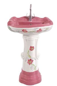 Vitrosa Magenta Big Sterling Pedestal Wash Basin Set